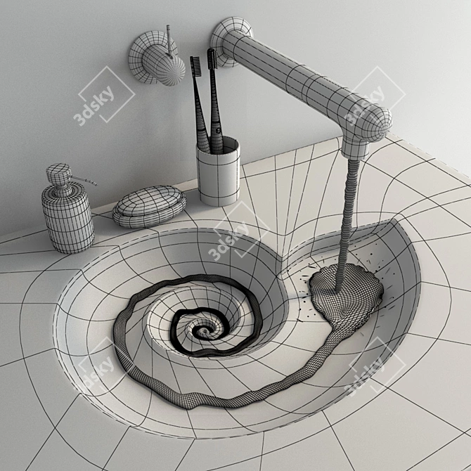 Spiral Shell Wash Basin - Unique Design 3D model image 3