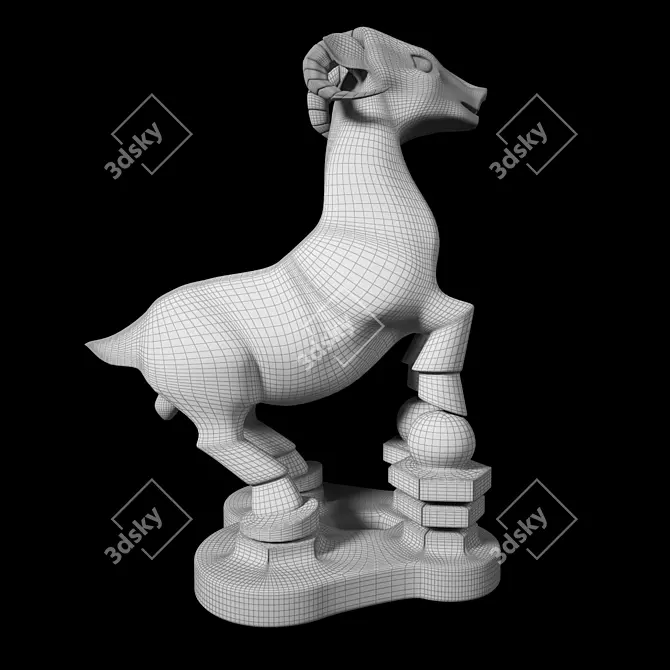 Majestic Goat Sculpture 3D model image 2