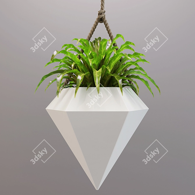 Diamond Vase with Petite Plant 3D model image 2