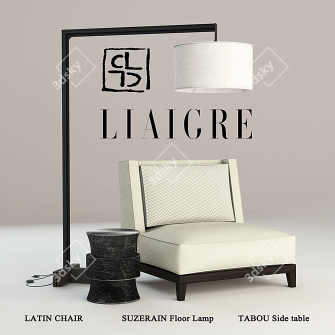 Sleek Christian Liaigre Furniture Set 3D model image 1