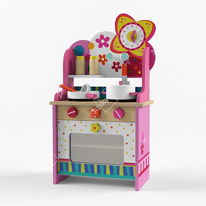 Wooden Kids Play Kitchen 3D model image 1