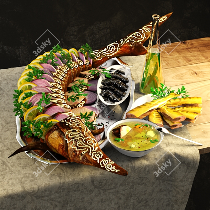 Savory Sturgeon Delight 3D model image 1