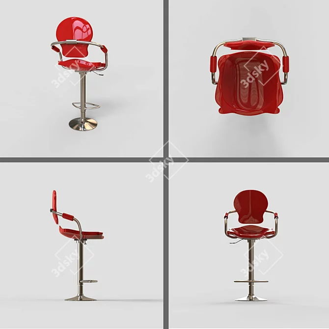 Modern Open Plastic Chair: High/Medium/Low Polys 3D model image 3