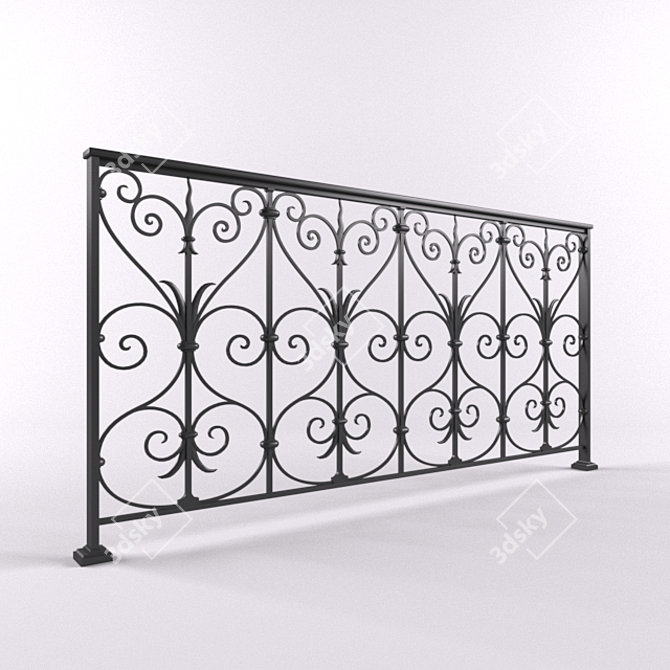 Elegant Forge Fence | Height: 92cm 3D model image 1