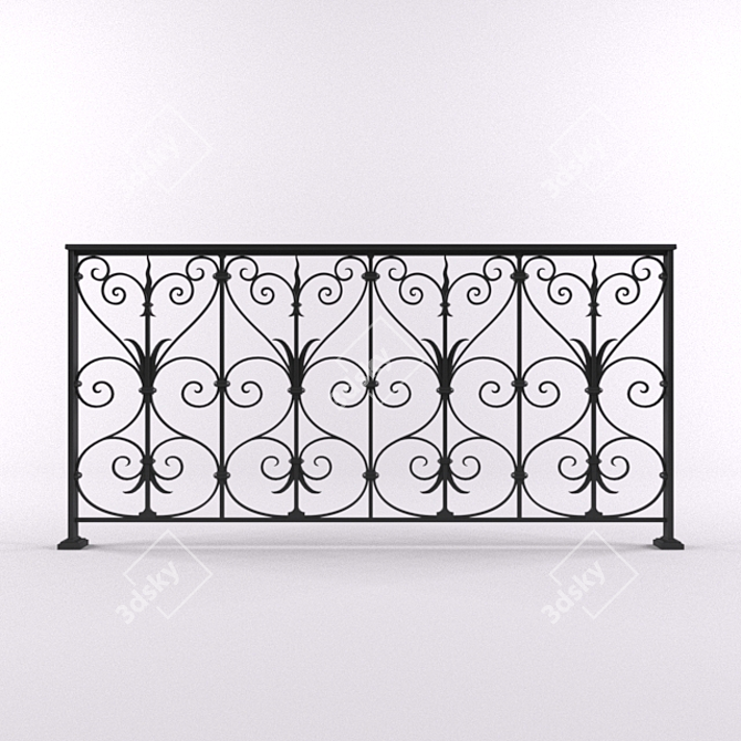 Elegant Forge Fence | Height: 92cm 3D model image 2