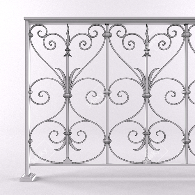 Elegant Forge Fence | Height: 92cm 3D model image 3