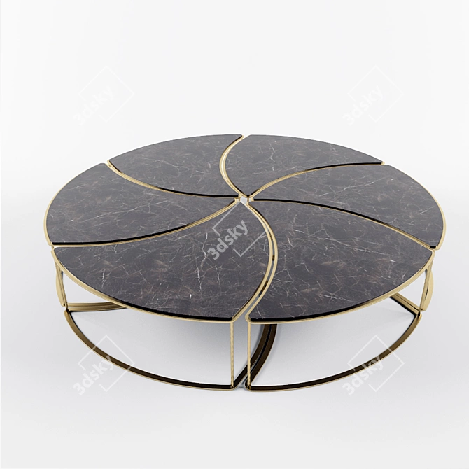 Orion Modular Brass Coffee Table 3D model image 3