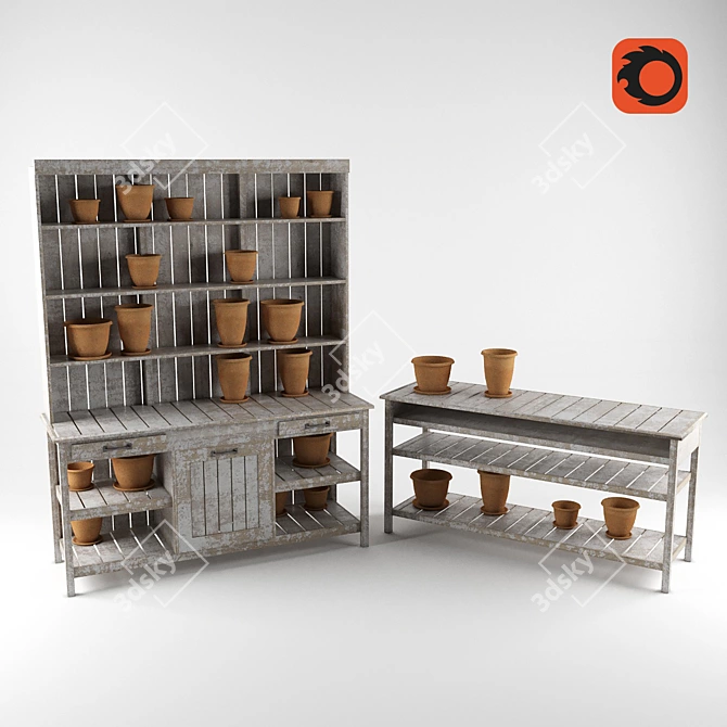 Elegant Buffet with Sleek Curbstone 3D model image 1