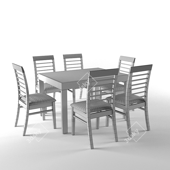 Modern Dining Set with Chairs 3D model image 2