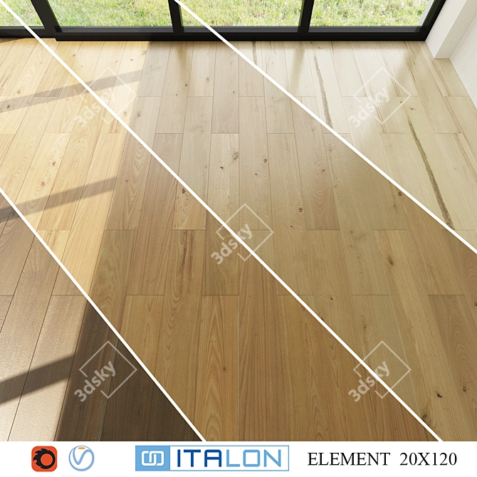 ITALON Element Wood Collection: Acero, Faggio, Mogano, Olmo (20x120) 3D model image 1