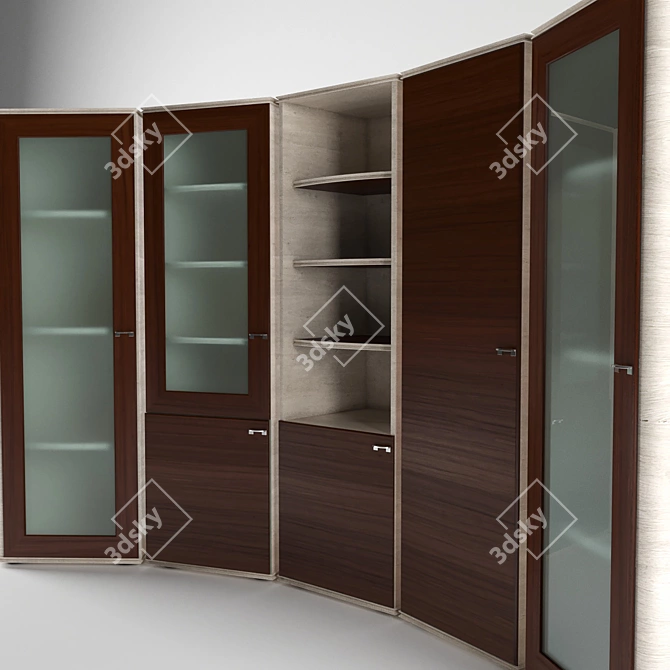 Contemporary Office Cabinet Set 3D model image 2