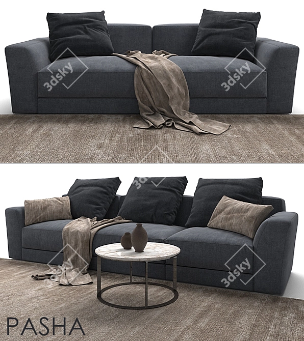 Jesse Pasha Sofa: Sleek and Stylish 2-Seater 3D model image 2