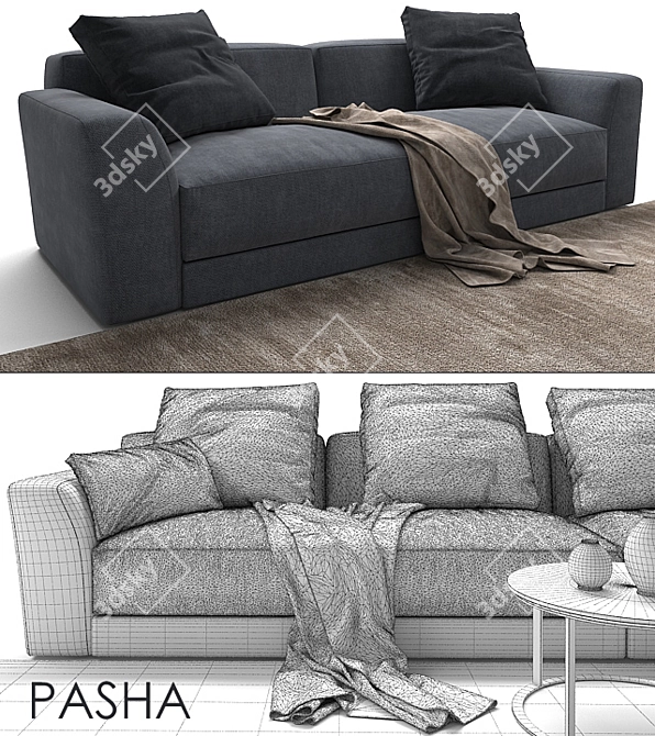 Jesse Pasha Sofa: Sleek and Stylish 2-Seater 3D model image 3