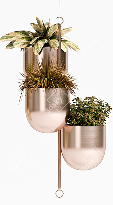 Metal Hanging Planter Set 3D model image 3