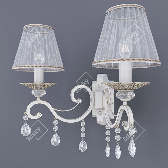 Elegant White Metal 3-Arm Sconce 3D model image 1