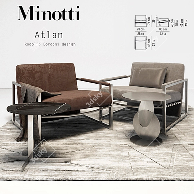 Sophisticated Compact Armchair 3D model image 1