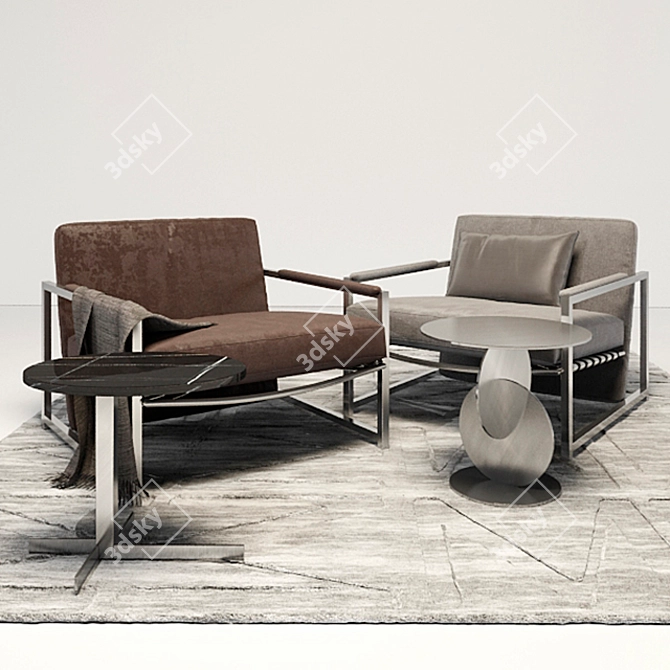 Sophisticated Compact Armchair 3D model image 2