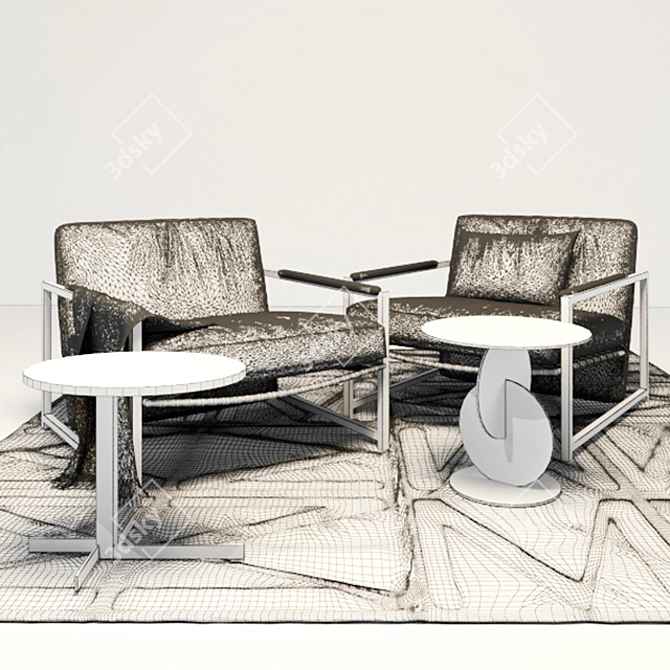 Sophisticated Compact Armchair 3D model image 3