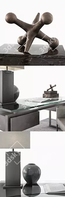 Elegant RH Latour Desk Set 3D model image 2