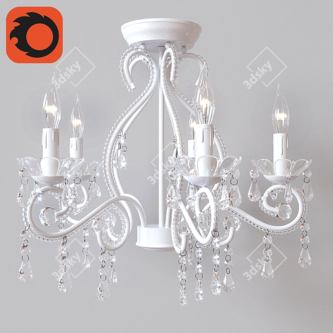 Lydia Flushmount Kids Chandelier 3D model image 1