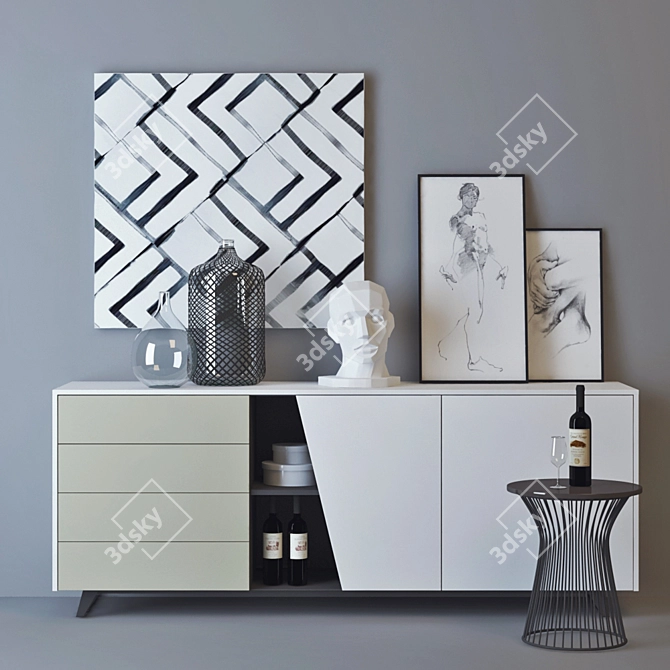 Modern Diagonal Sideboard: Stylish and Functional 3D model image 1