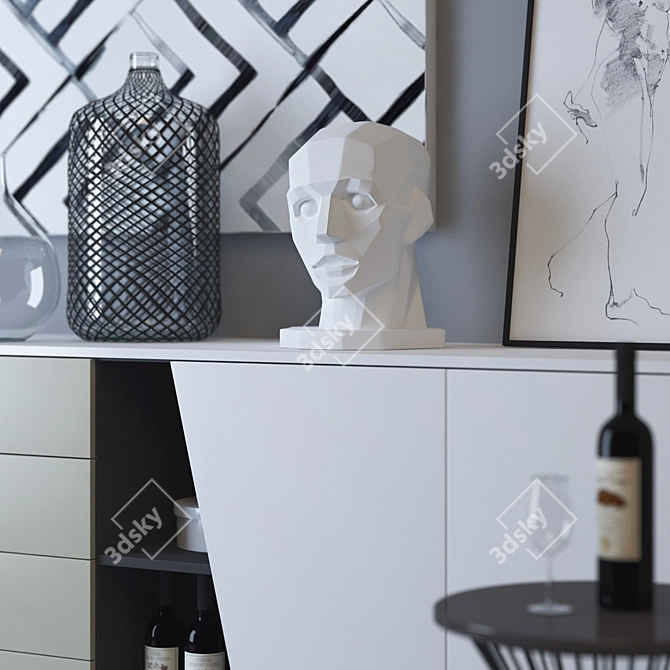 Modern Diagonal Sideboard: Stylish and Functional 3D model image 2