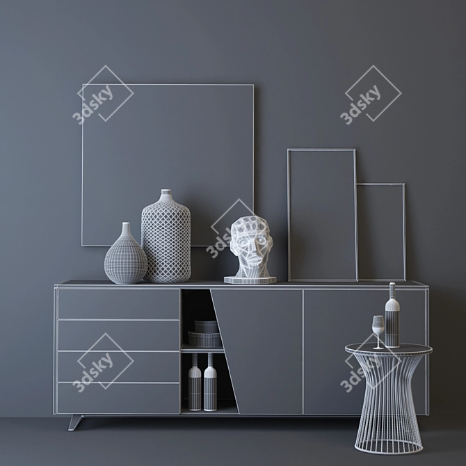 Modern Diagonal Sideboard: Stylish and Functional 3D model image 3