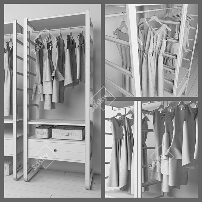 IKEA Women's Clothing: ELVARLI Open Storage System 3D model image 3