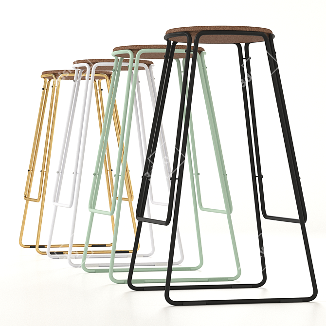 Sleek Smed Stool: Brass, Black, Mint & White 3D model image 3