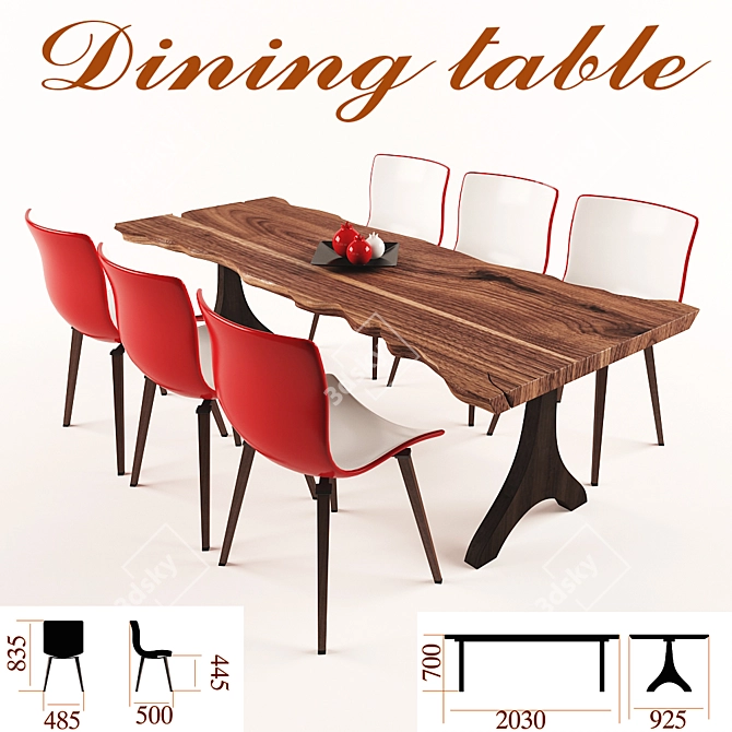 Elegant Modern Dining Table 3D model image 1