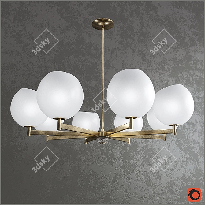 Elegant Brass Globe Chandelier 3D model image 1