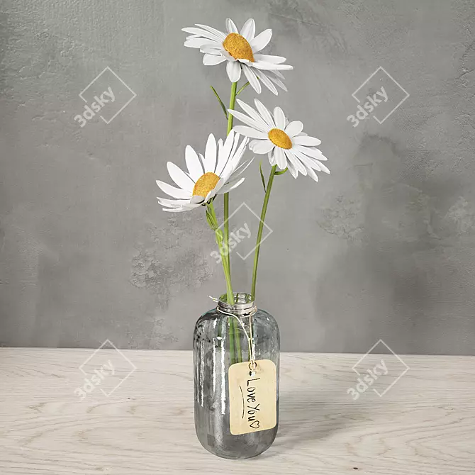 Elegant Daisy Bottle 3D Model 3D model image 1