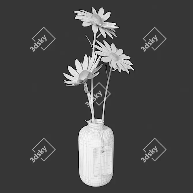 Elegant Daisy Bottle 3D Model 3D model image 3