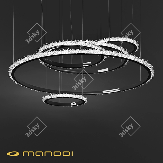 Elegant Halo Crystal Chandeliers 3D model image 1