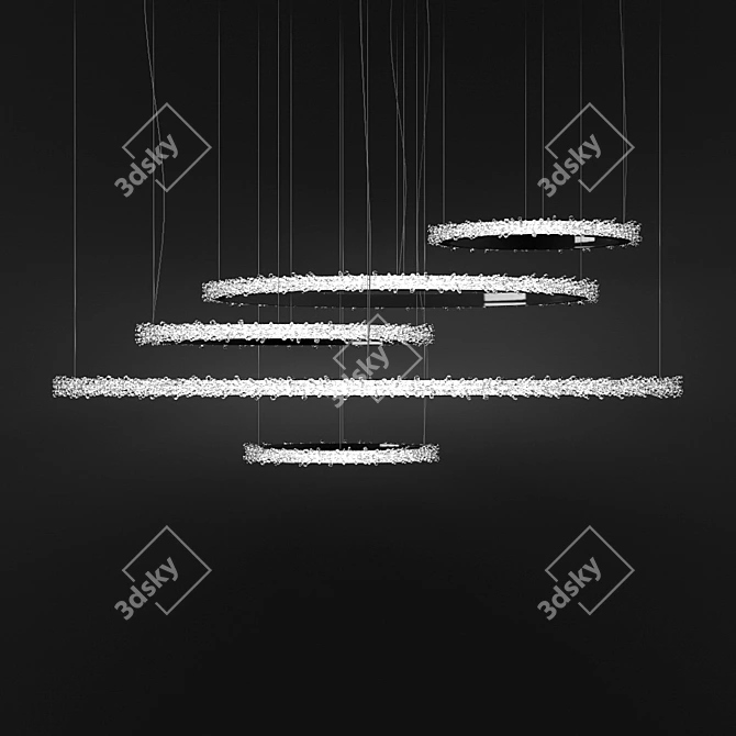 Elegant Halo Crystal Chandeliers 3D model image 3