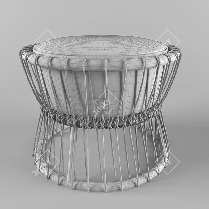 Rattan Garden Pouf 3D model image 3