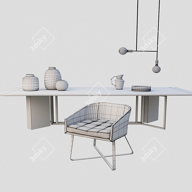 Stylish Plinto Table and Lolyta Chair Set 3D model image 3