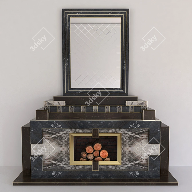 Fior Di Pesco Marble Fireplace 3D model image 1