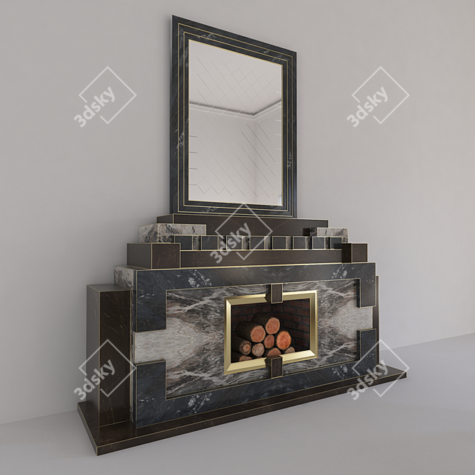 Fior Di Pesco Marble Fireplace 3D model image 2