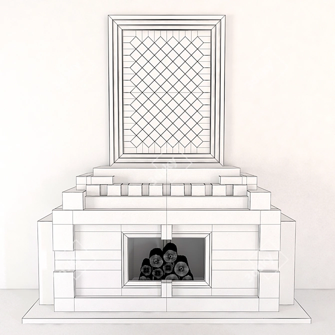 Fior Di Pesco Marble Fireplace 3D model image 3