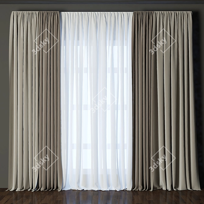 Stylish Curtain_18: Elegant, Modern Design 3D model image 1