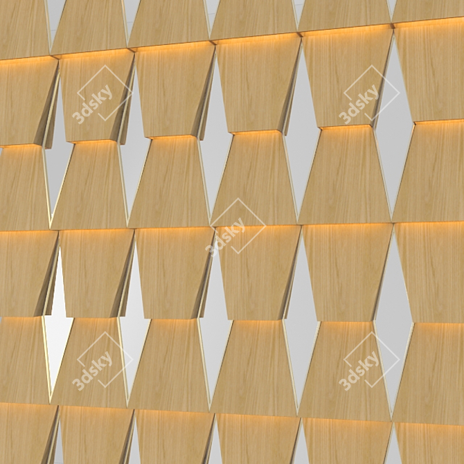 Elegant Reflection: 3D Wood Panel 3D model image 2