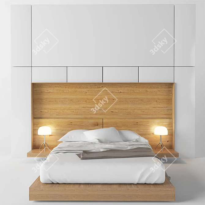 Sleek Bed Design in 3dsMax 3D model image 1