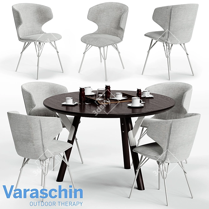 Modern Varaschin KLOE Chair and LINK Table 3D model image 1