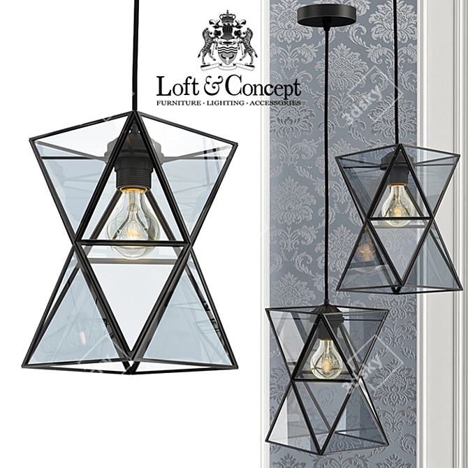 PolyPyramid Glass Pendant Chandelier 3D model image 1