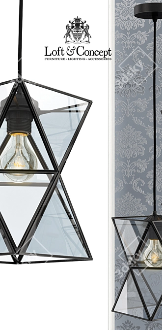 PolyPyramid Glass Pendant Chandelier 3D model image 2