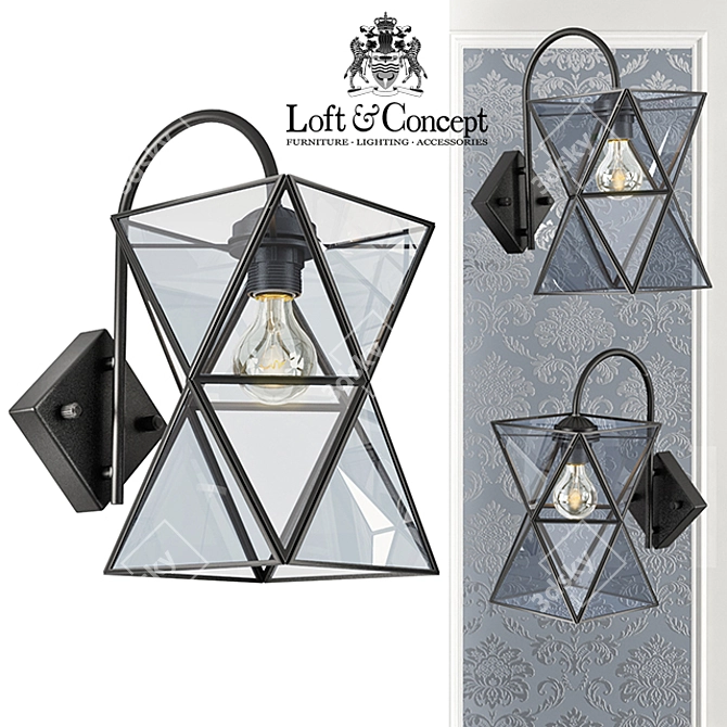 Transparent PolyPyramid Glass Sconce 3D model image 1