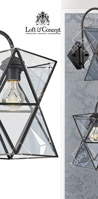 Transparent PolyPyramid Glass Sconce 3D model image 2