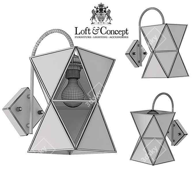 Transparent PolyPyramid Glass Sconce 3D model image 3