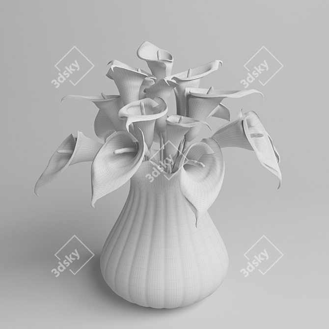 Elegant Calla Lily Bouquet 3D model image 2